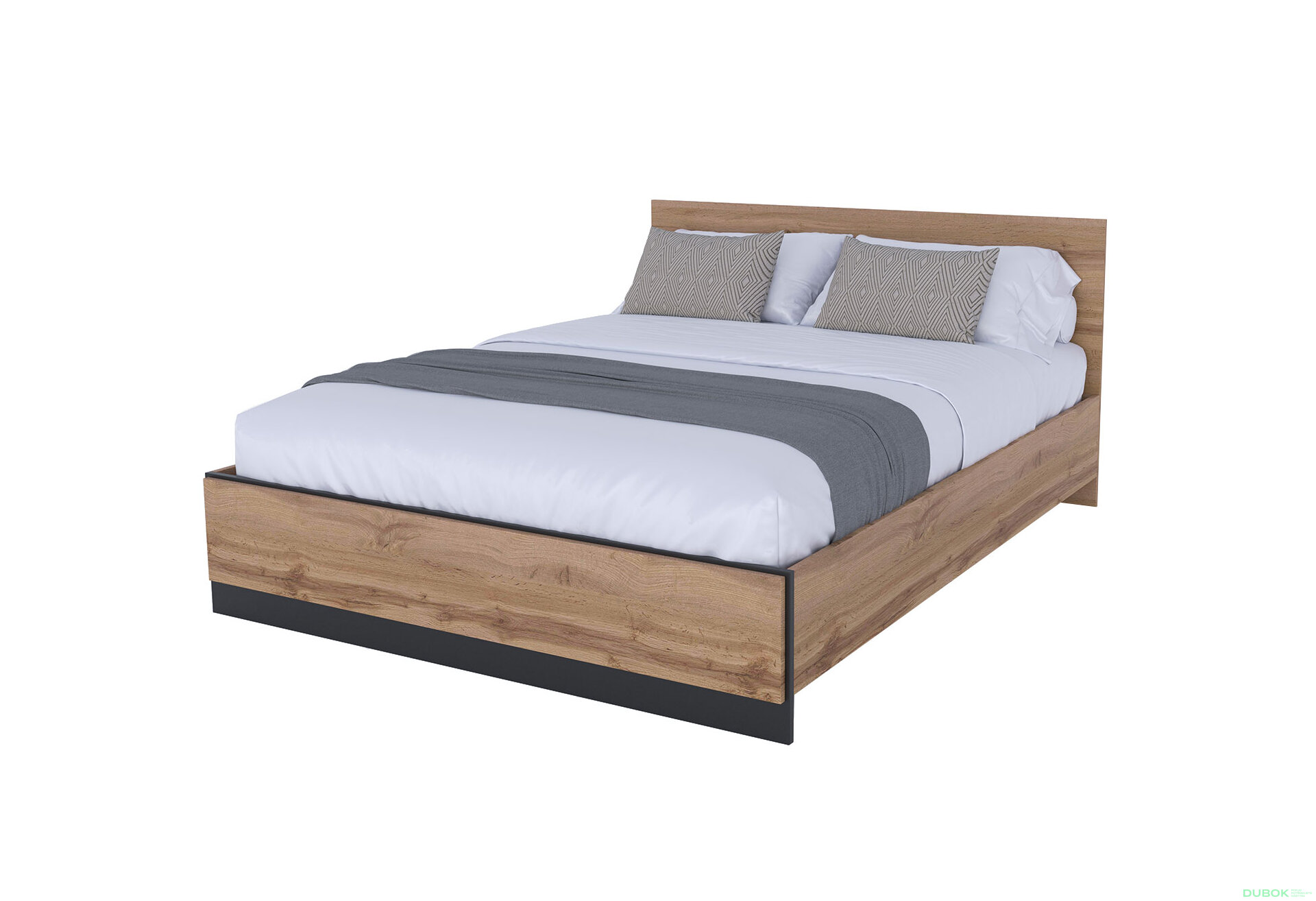 Obrázek 1 - Postel 160x200 dub wotan / černý Amino