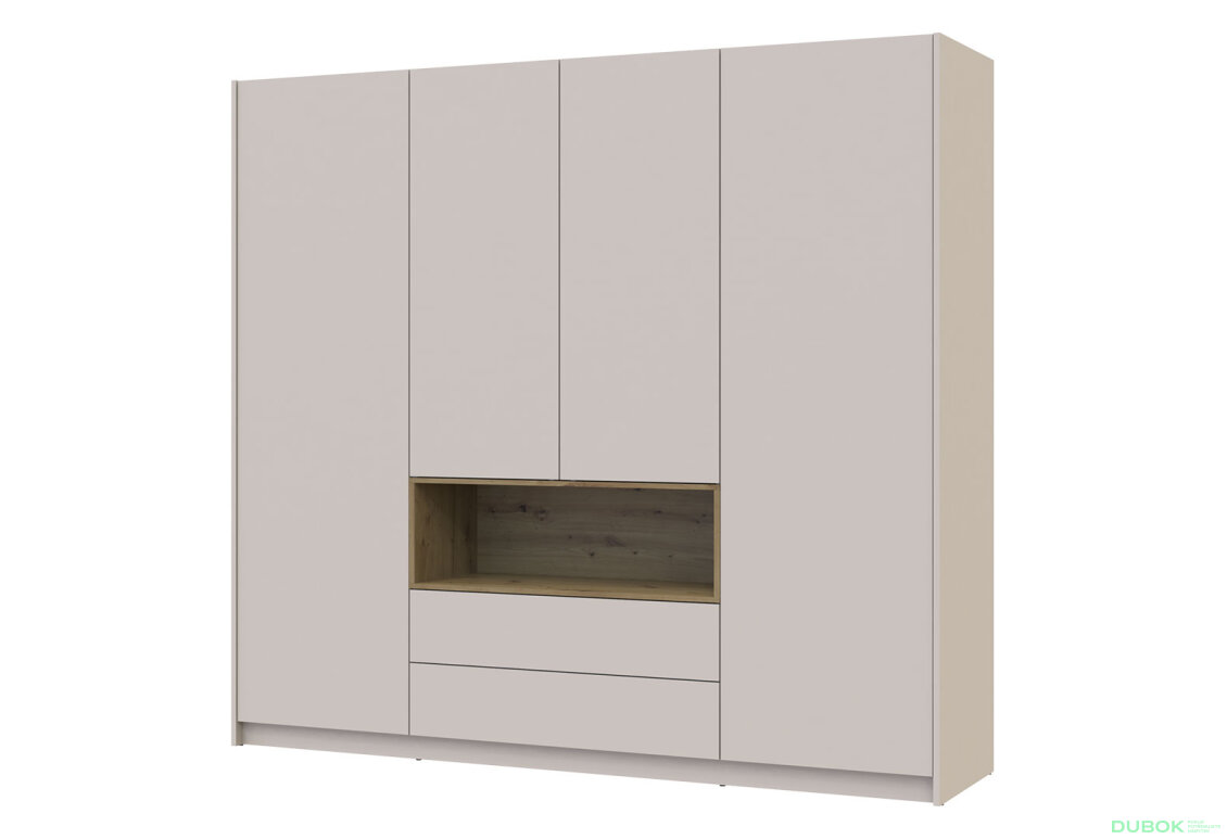 Obrázek 7117 - Skříň Dale 4D + Regál otevřený Kašmír/Dub artisan/Kašmír