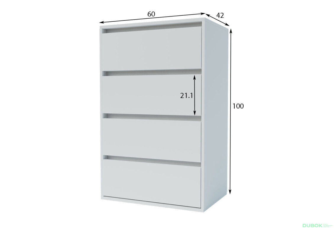 Obrázek 4 - Komoda se 4 zásuvkami Idea K 60 cm Nymphaea alba