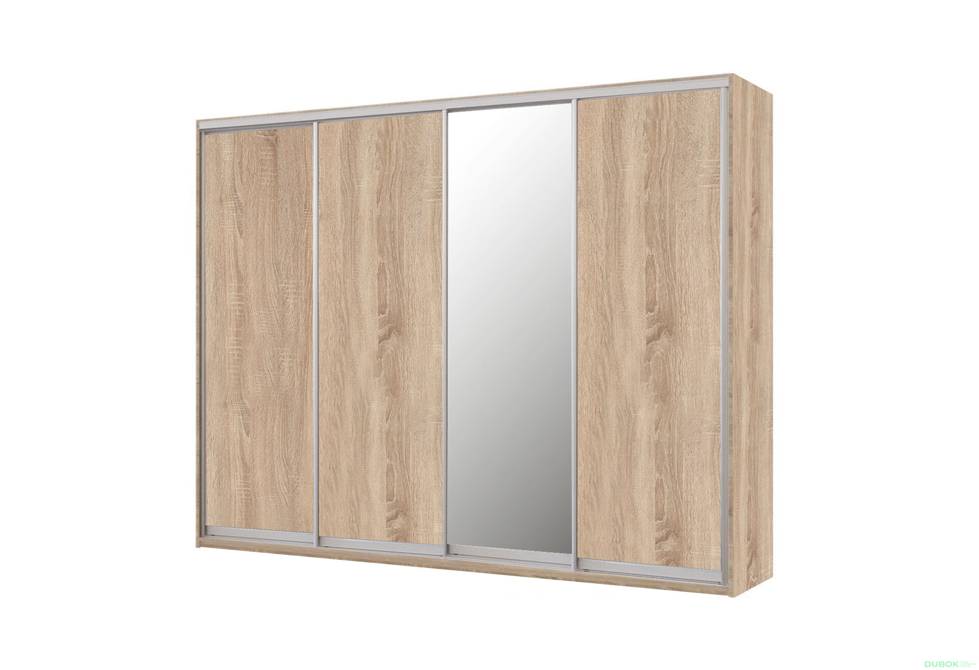 Obrázek 1 - Skříň 4D 2500x2400x600, 3 DTD + 1 zrcadlo, Světlý dub sonoma