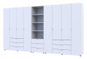 Obrázek 1 - Skříň osmidveřová s regálem se zásuvkami Gelar 370 cm bílý