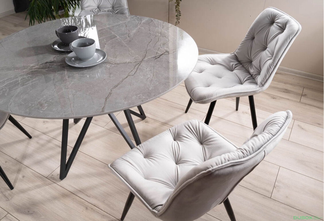Obrázek 7 - Židle Cherry II Velvet světle šedý Bluvel 03, matná černá kov