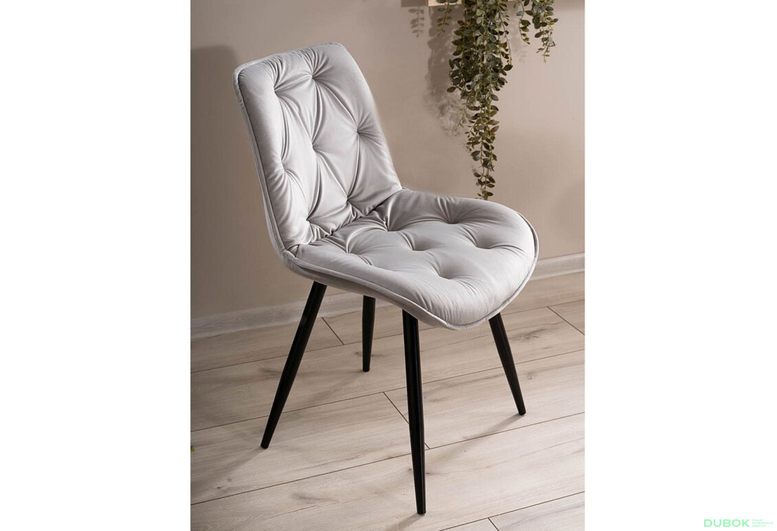 Obrázek 10 - Židle Cherry II Velvet světle šedý Bluvel 03, matná černá kov