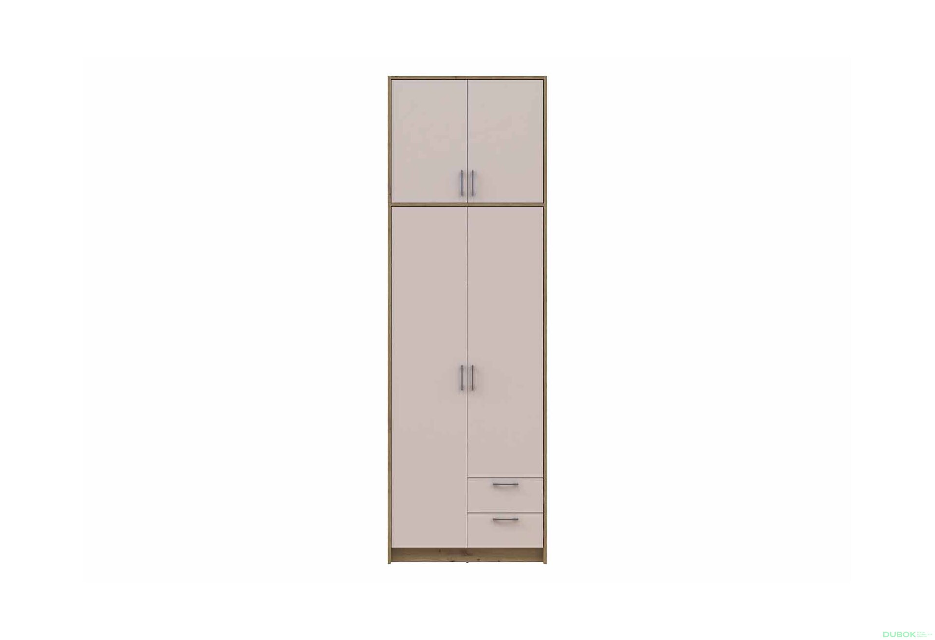 Obrázek 2 - Skříň Rondi s vysokým mezipatrem, dřevotříska Artisan Oak/Kašmír 2, 82x52x260