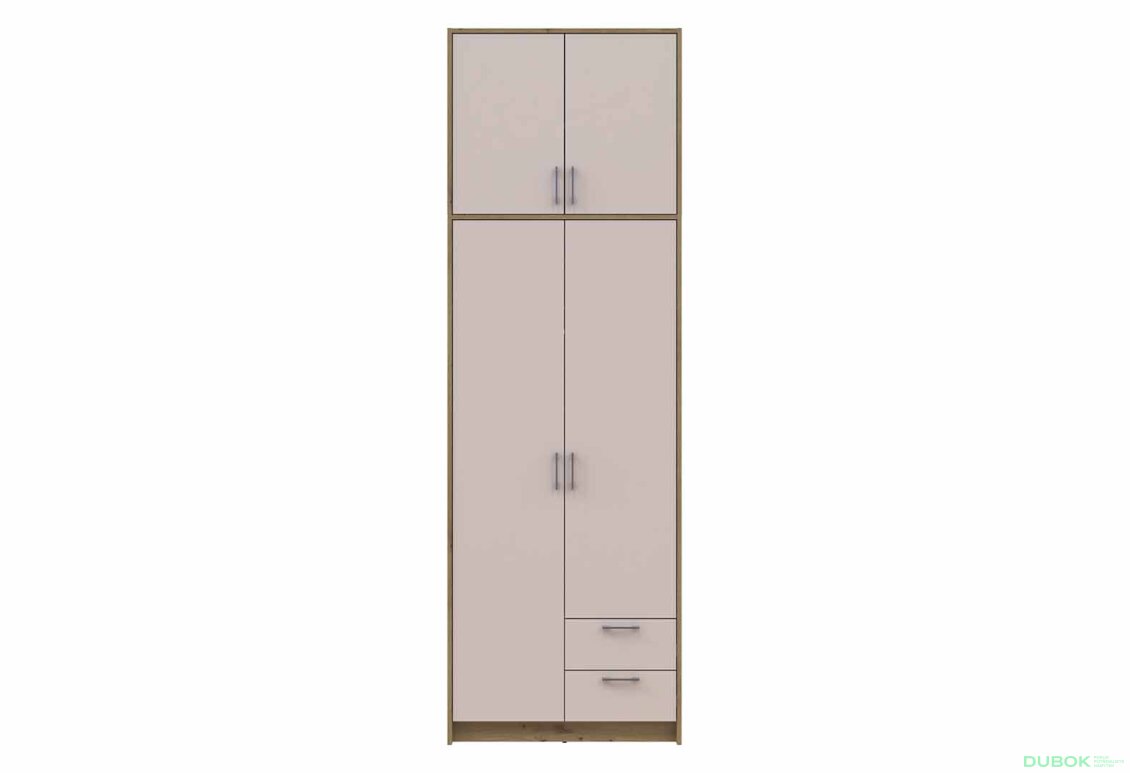 Obrázek 2 - Skříň Rondi s vysokým mezipatrem, dřevotříska Artisan Oak/Kašmír 2, 82x52x260
