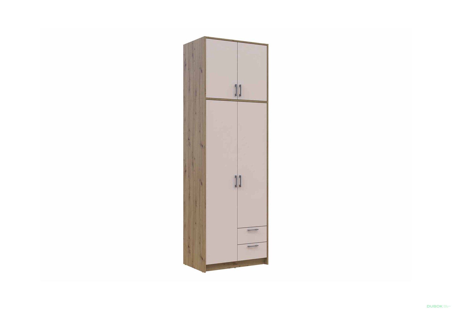 Obrázek 3 - Skříň Rondi s vysokým mezipatrem, dřevotříska Artisan Oak/Kašmír 2, 82x52x260