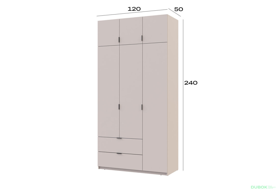 Obrázek 10 - Skříň čtyřdveřová Lukas 120 cm kašmír