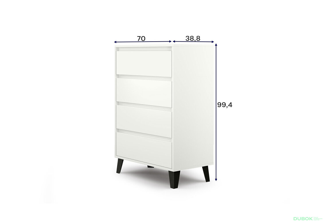 Obrázek 6 - Komoda Borg 4s/70 bílá