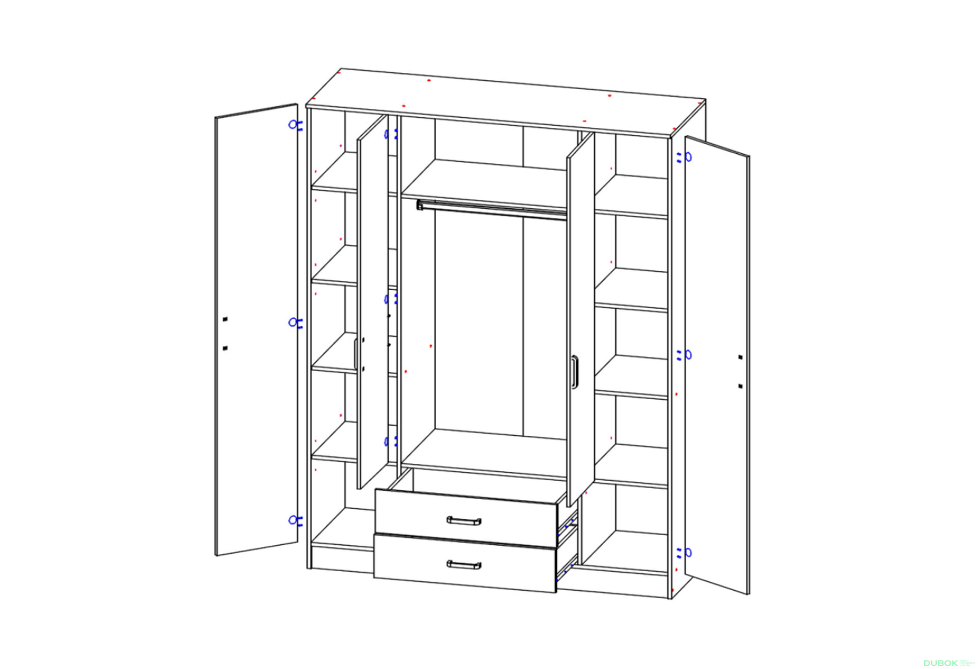 Obrázek 6 - Skříň se zrcadlem 4d2s Rama bílá Kami