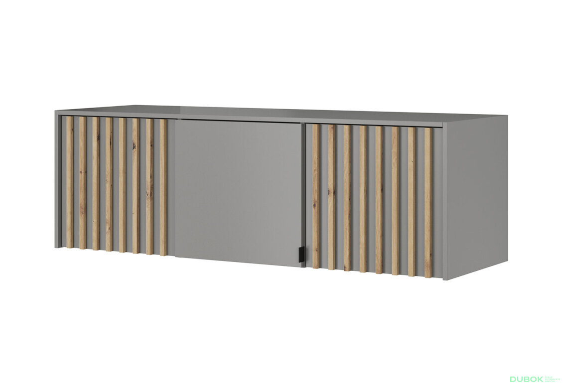 Obrázek 1524 - Skříň 3D se zrcadlem a antresolí šedá Nelly