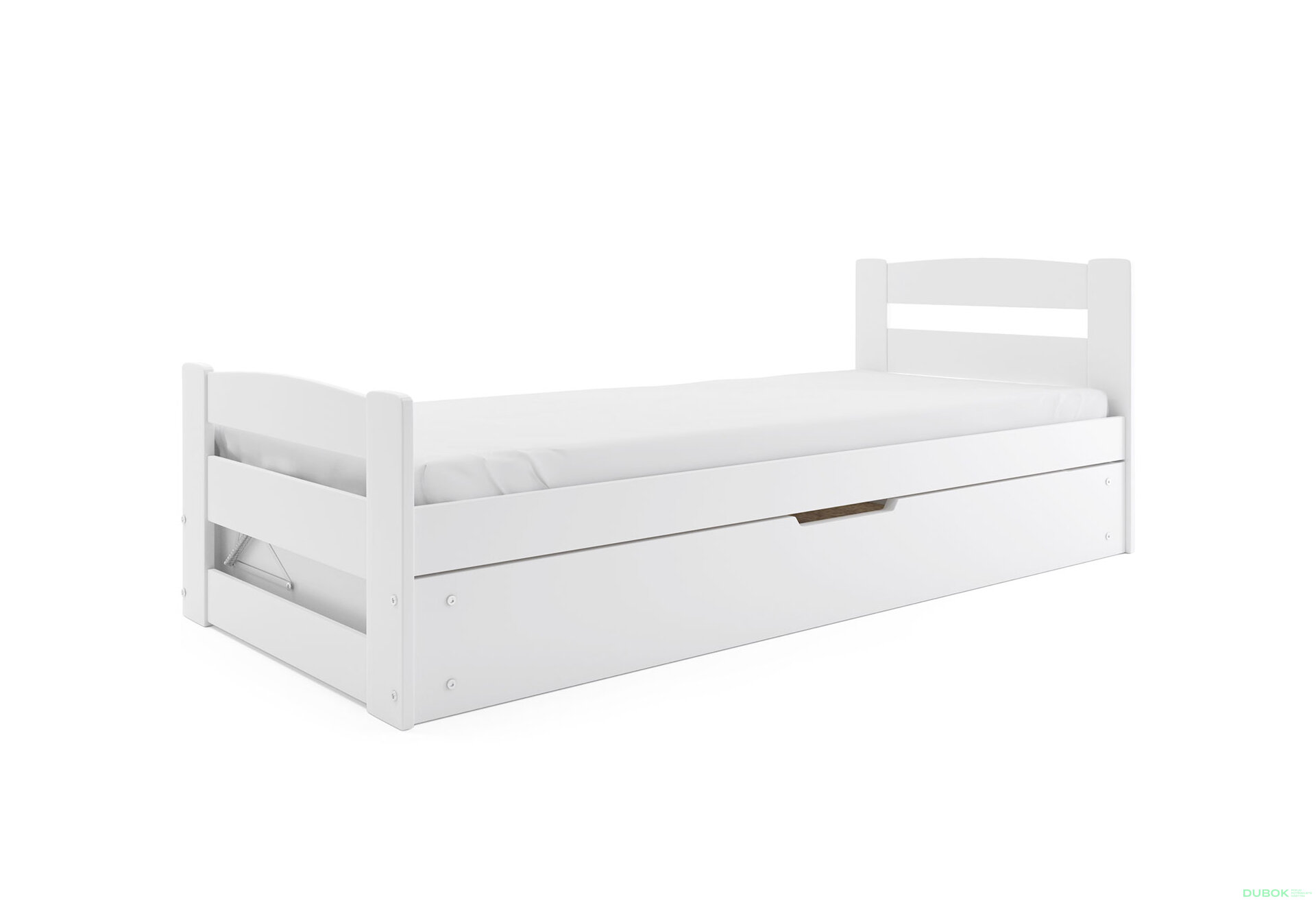 Obrázek 1 - Postel Erni bílé 90x200 cm s roštem, úložným prostorem, s matrací