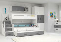 Obrázek 2 - Patrová postel Max 3 pro tři osoby bílé / grafitt 80x200 / 120x200 / 80x190, s roštem, matrací