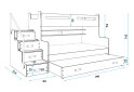 Obrázek 4 - Patrová postel Max 3 pro tři osoby bílé / grafitt 80x200 / 120x200 / 80x190, s roštem, matrací
