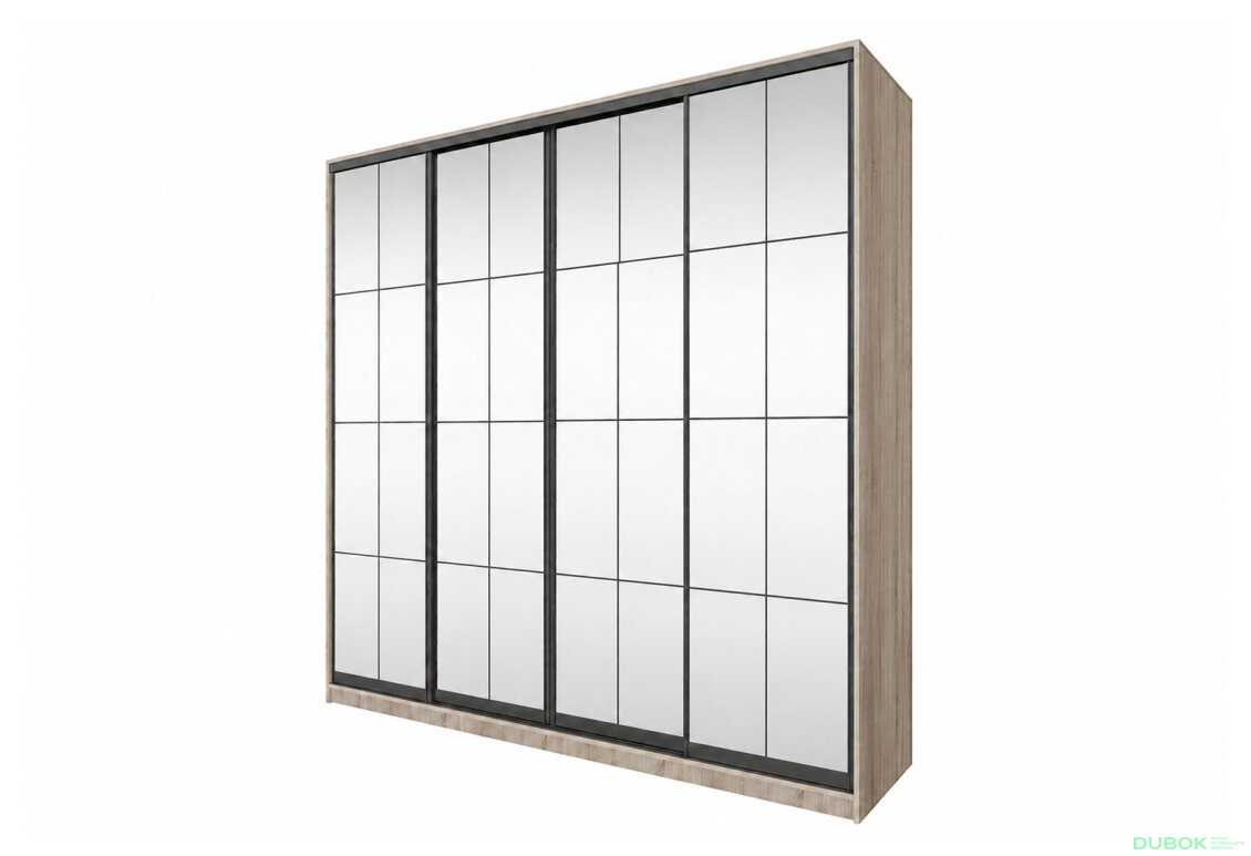 Skříň 4D 2400x2400x600 Světlý dub sonoma, 4D Loft Zrcadlo Lines BL