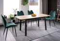 Obrázek 1 - Stůl Ikar 125(165)x75 + 4 židle Arco Velvet zelený Bluvel 78, černý