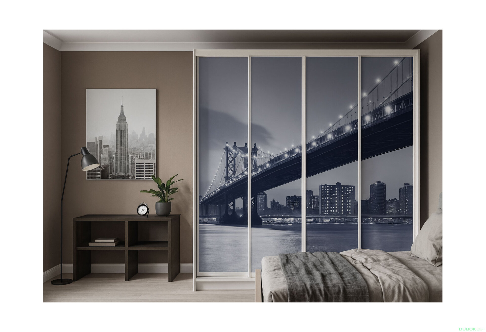 Obrázek 2 - Skříň Rim-Veneziano 4D 2,4 m bílá s fasádami fototisk F786L/SL/SR/R 