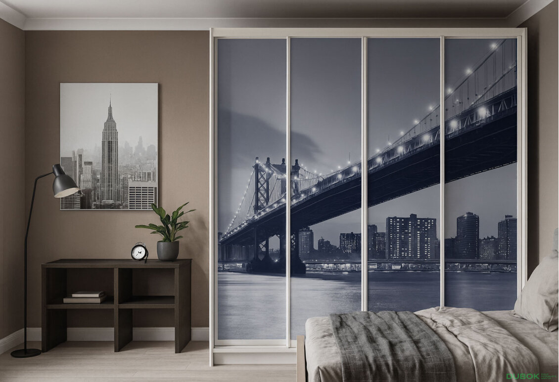 Obrázek 2 - Skříň Rim-Veneziano 4D 2,4 m bílá s fasádami fototisk F786L/SL/SR/R 
