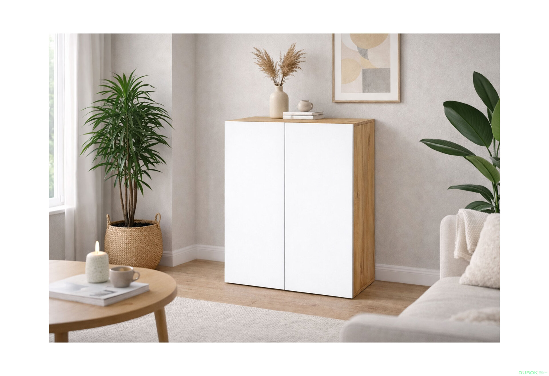 Obrázek 2 - Komoda 2D 80 cm dub apalačský / nymphaea alba Space