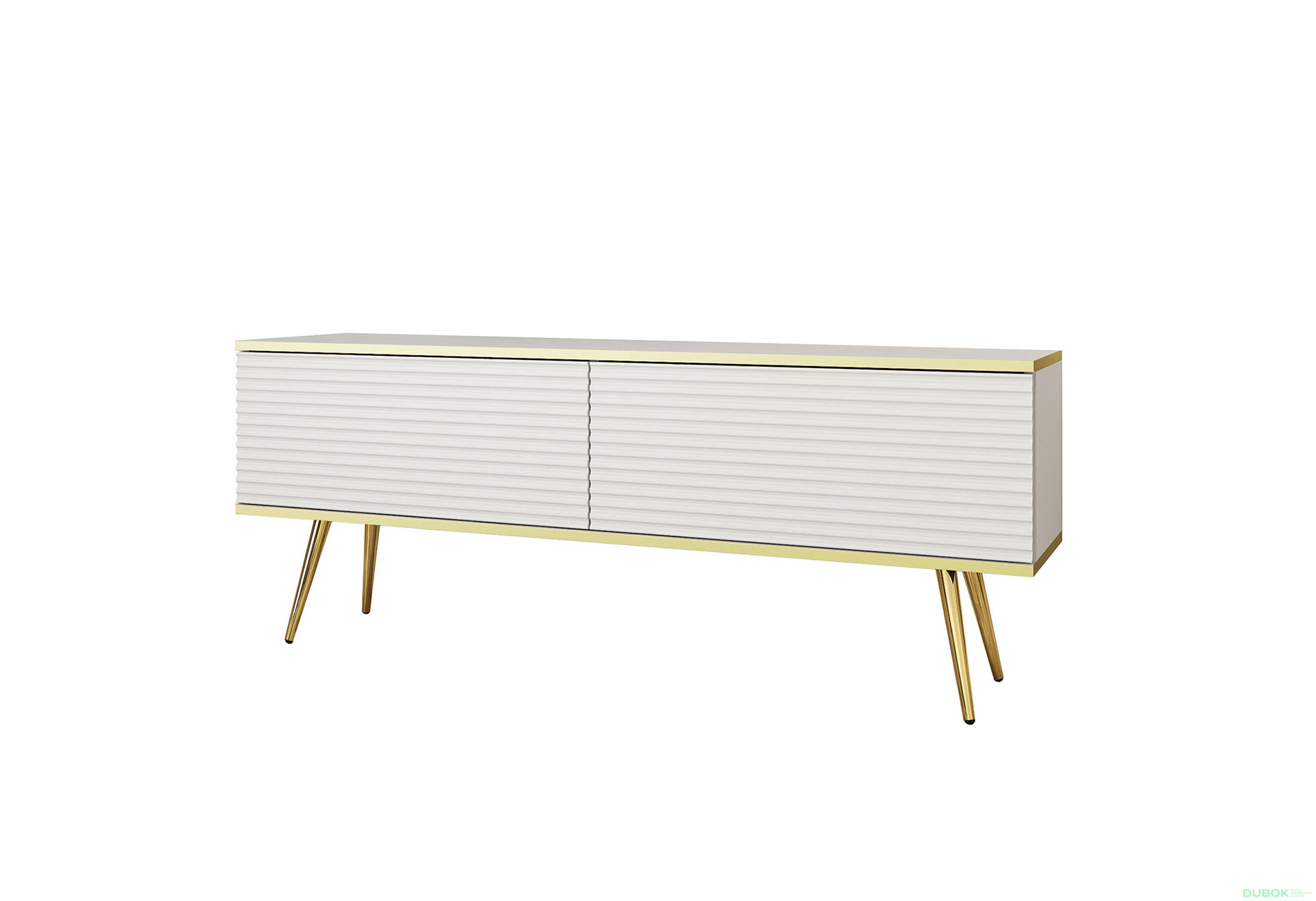 Obrázek 1 - TV stolek RTV 135 MDF bílý, zlaté nohy Oro