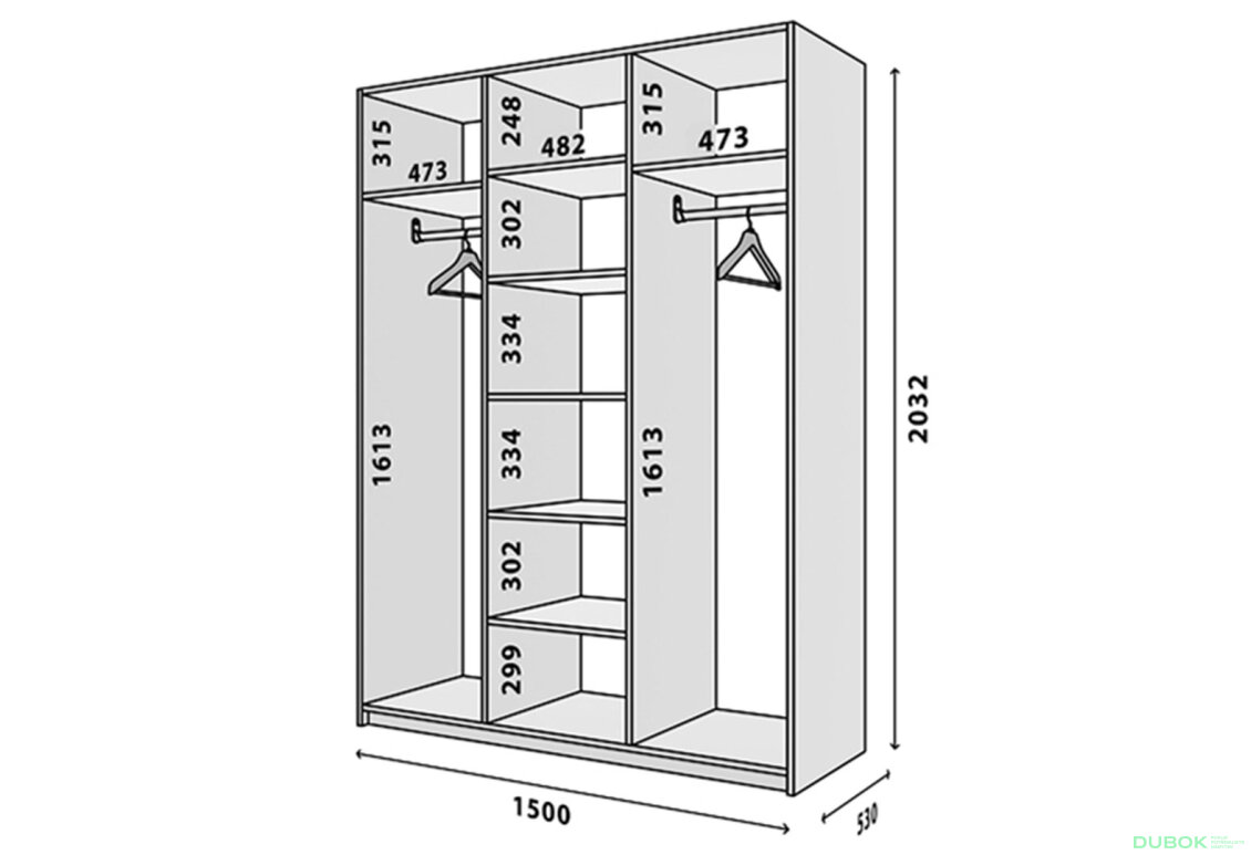 Obrázek 3 - Skříň 3 DTD 150 antracit, korpus bílý BL Módulní skříň Modus