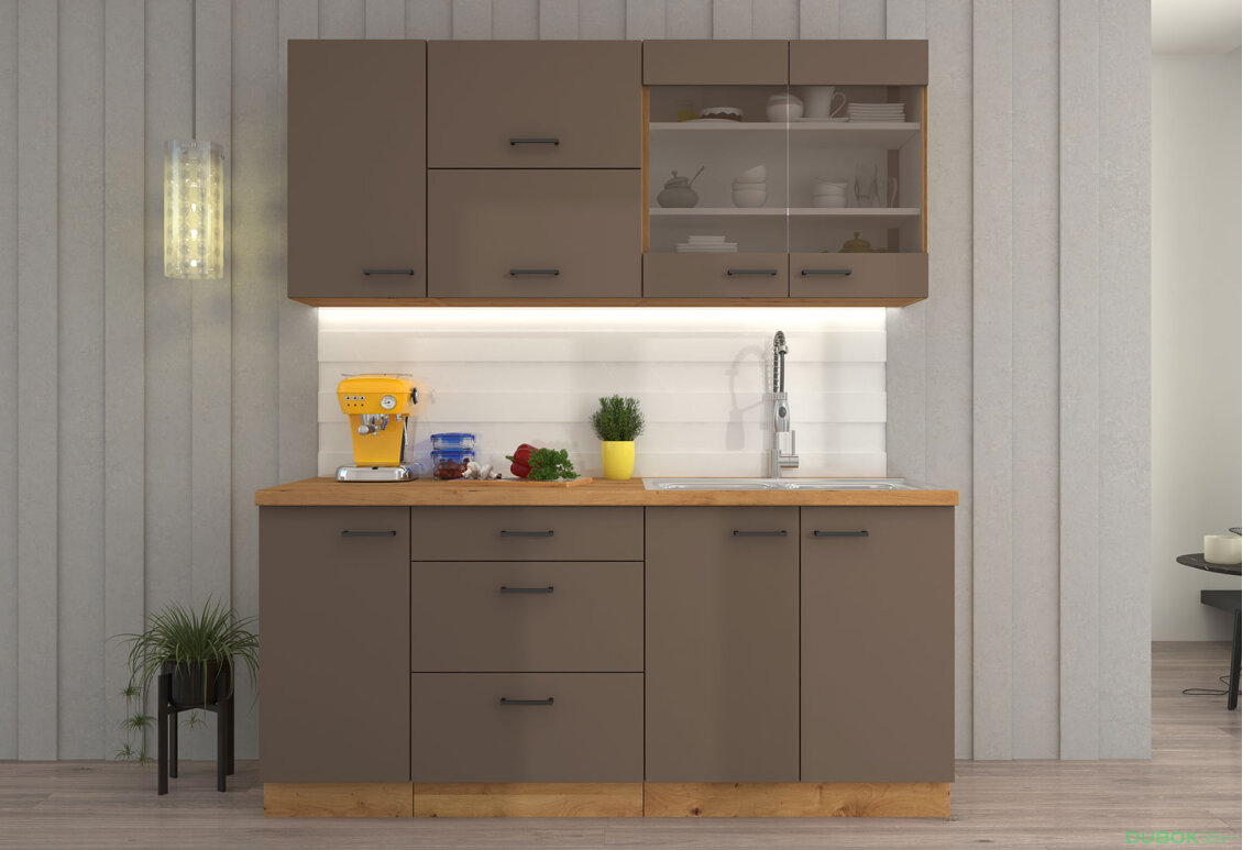 Kuchyňská sestava 1.8 m Bolonia dub artisan / truffle grey