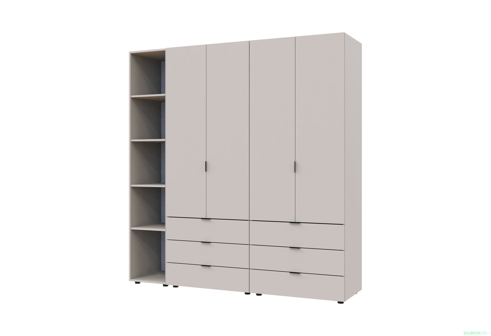 Obrázek 2 - Skříň čtyřdveřová s regálem Gelar 115.7 cm Kašmír