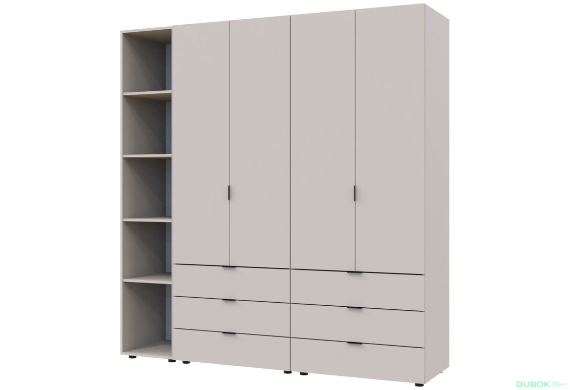 Obrázek 2 - Skříň čtyřdveřová s regálem Gelar 115.7 cm Kašmír