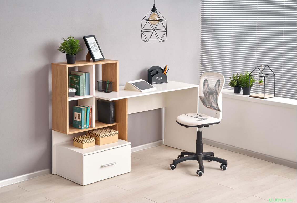 Obrázek 2 - Psací stůl Grosso dub zlatý / bílý