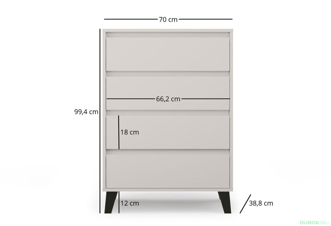 Obrázek 5 - Komoda Borg 4s/70 kašmír