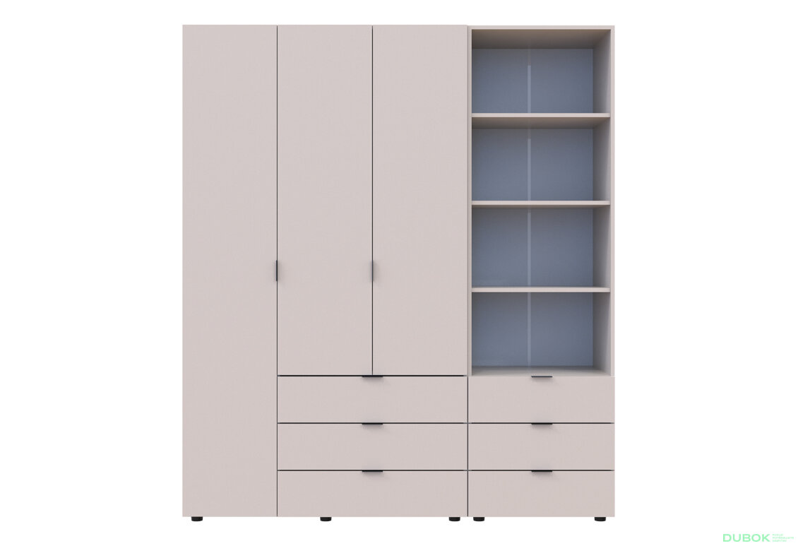 Obrázek 3 - Skříň 3D s regálem se zásuvkami Gelar 176.2 cm kašemír