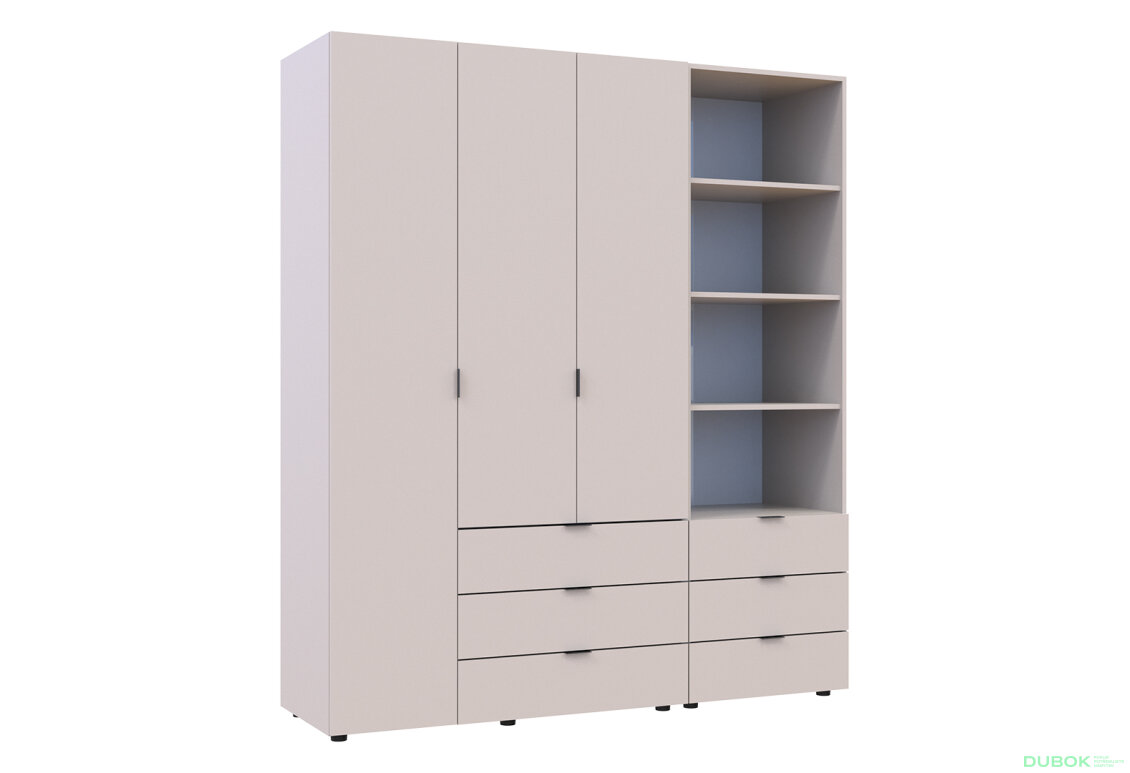 Obrázek 4 - Skříň 3D s regálem se zásuvkami Gelar 176.2 cm kašemír