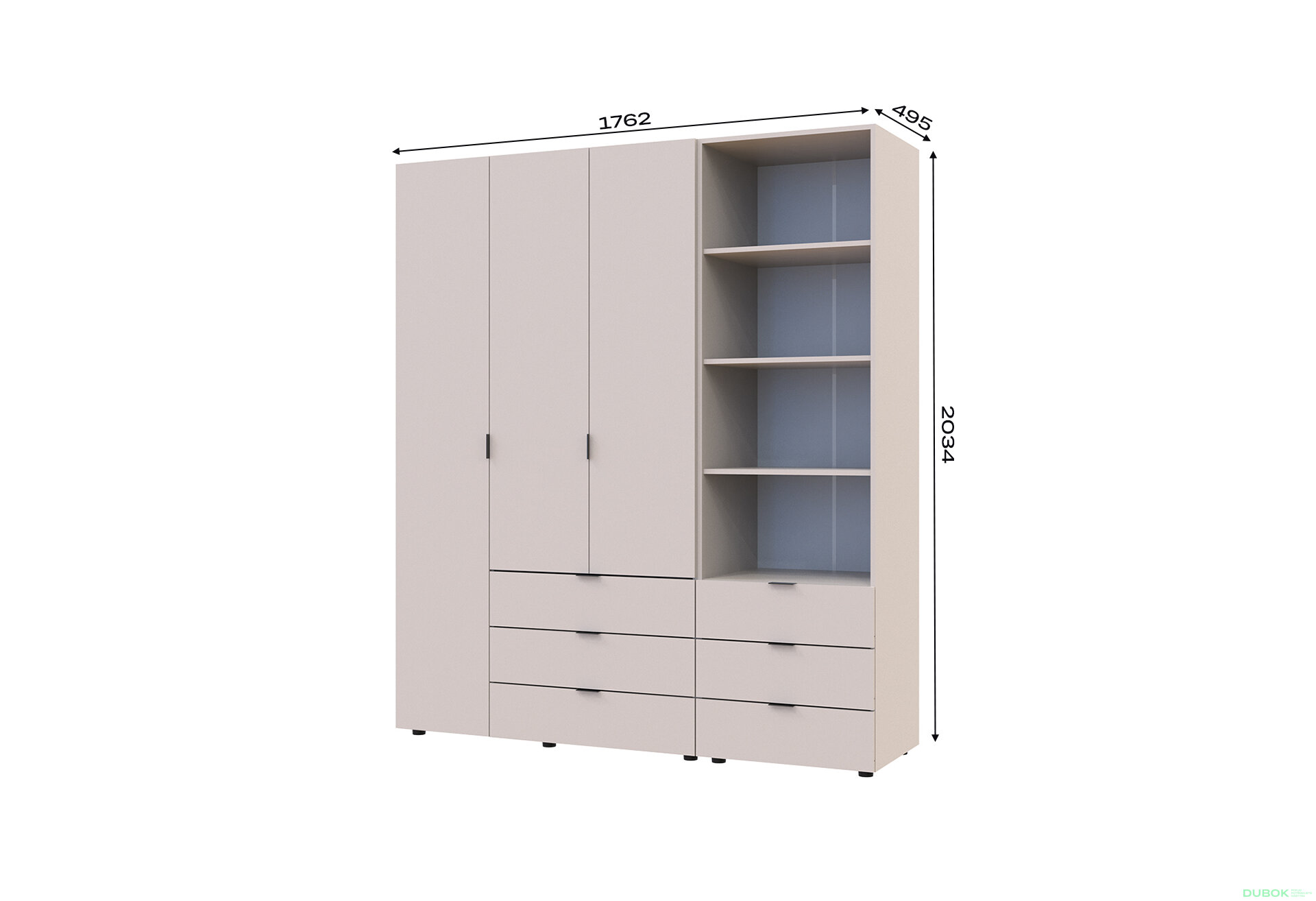 Obrázek 7 - Skříň 3D s regálem se zásuvkami Gelar 176.2 cm kašemír