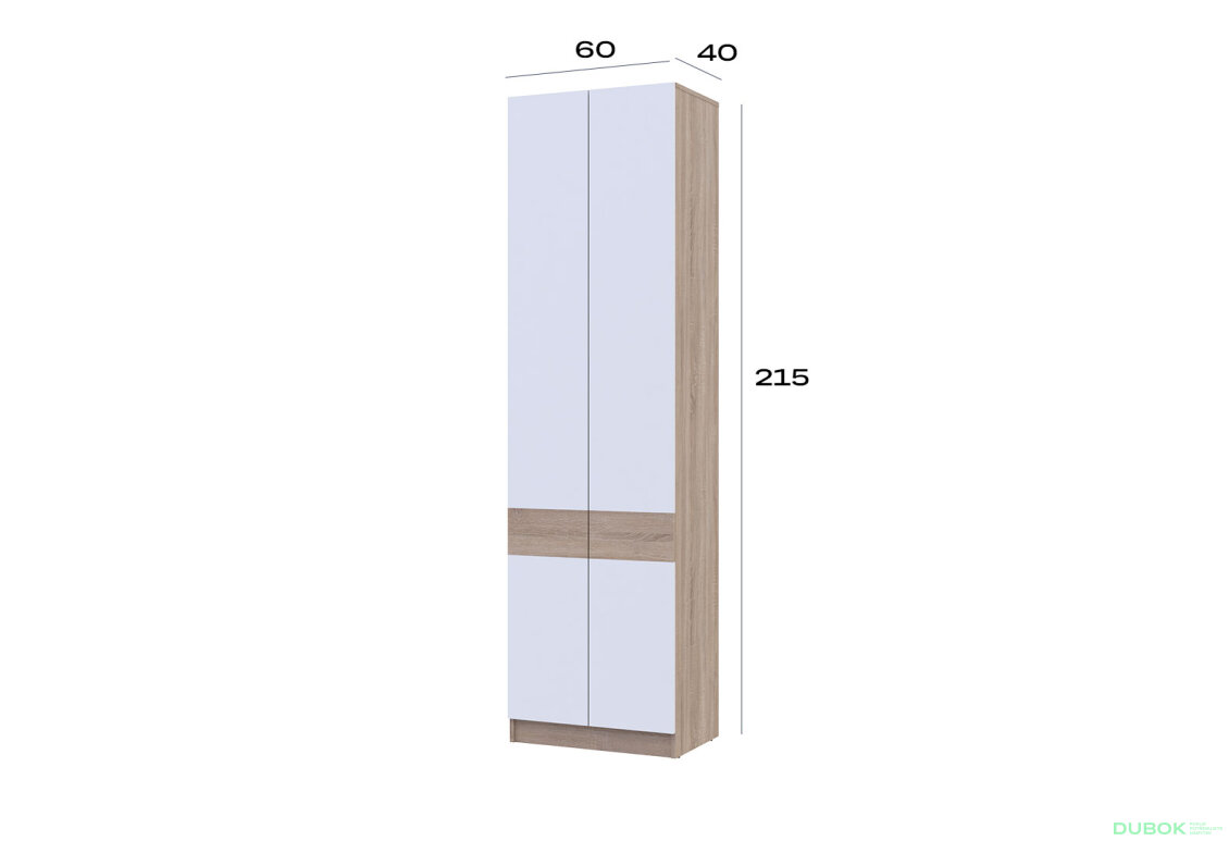 Obrázek 7 - Škříň dub sonoma / bílá dřevotříska 60x40x215 Sola