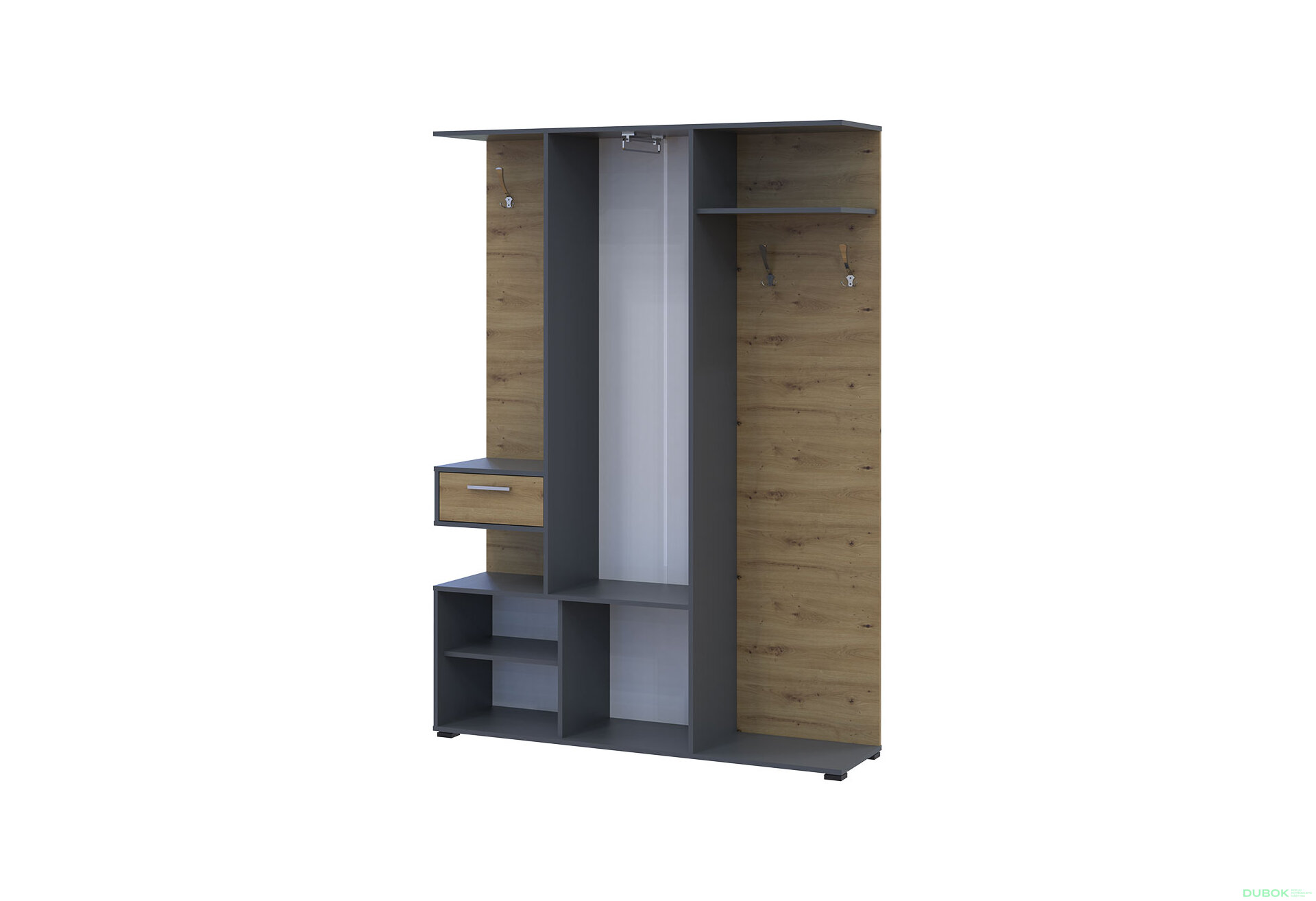 Obrázek 5 - Předsíňová sestava Finch 145 cm Grafit / Dub artisan