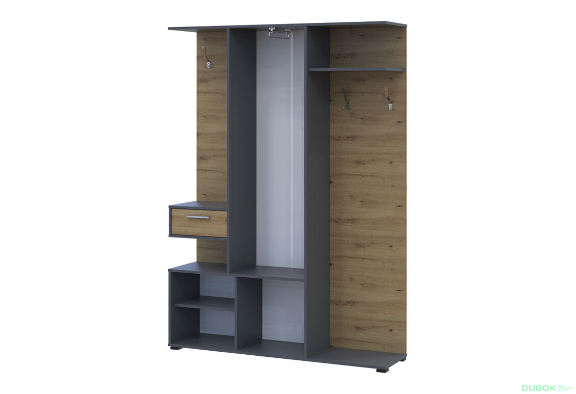 Obrázek 5 - Předsíňová sestava Finch 145 cm Grafit / Dub artisan