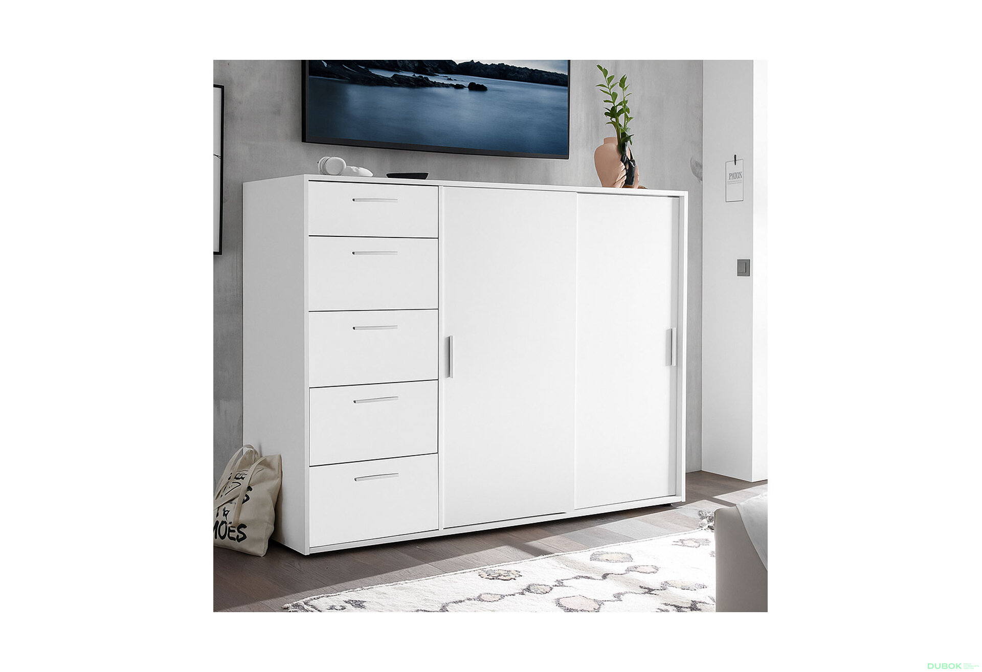 Obrázek 2 - Komoda 2dv 5šx (Bílá) Case