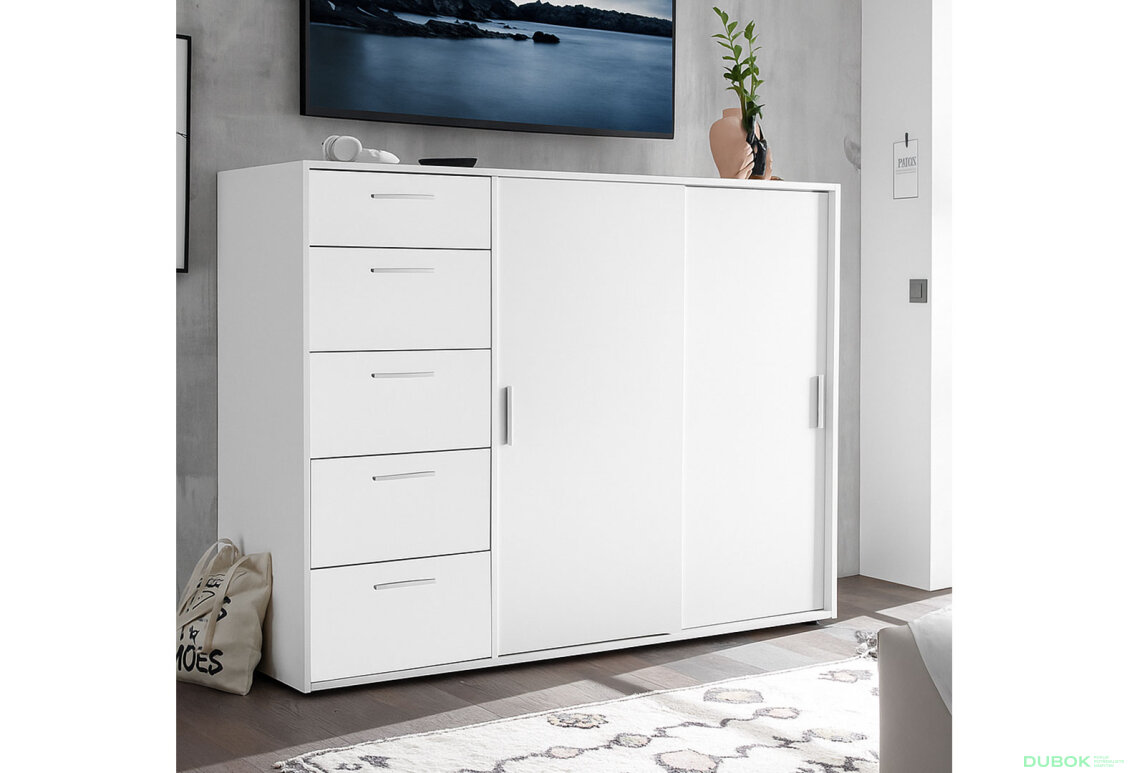Obrázek 2 - Komoda 2dv 5šx (Bílá) Case