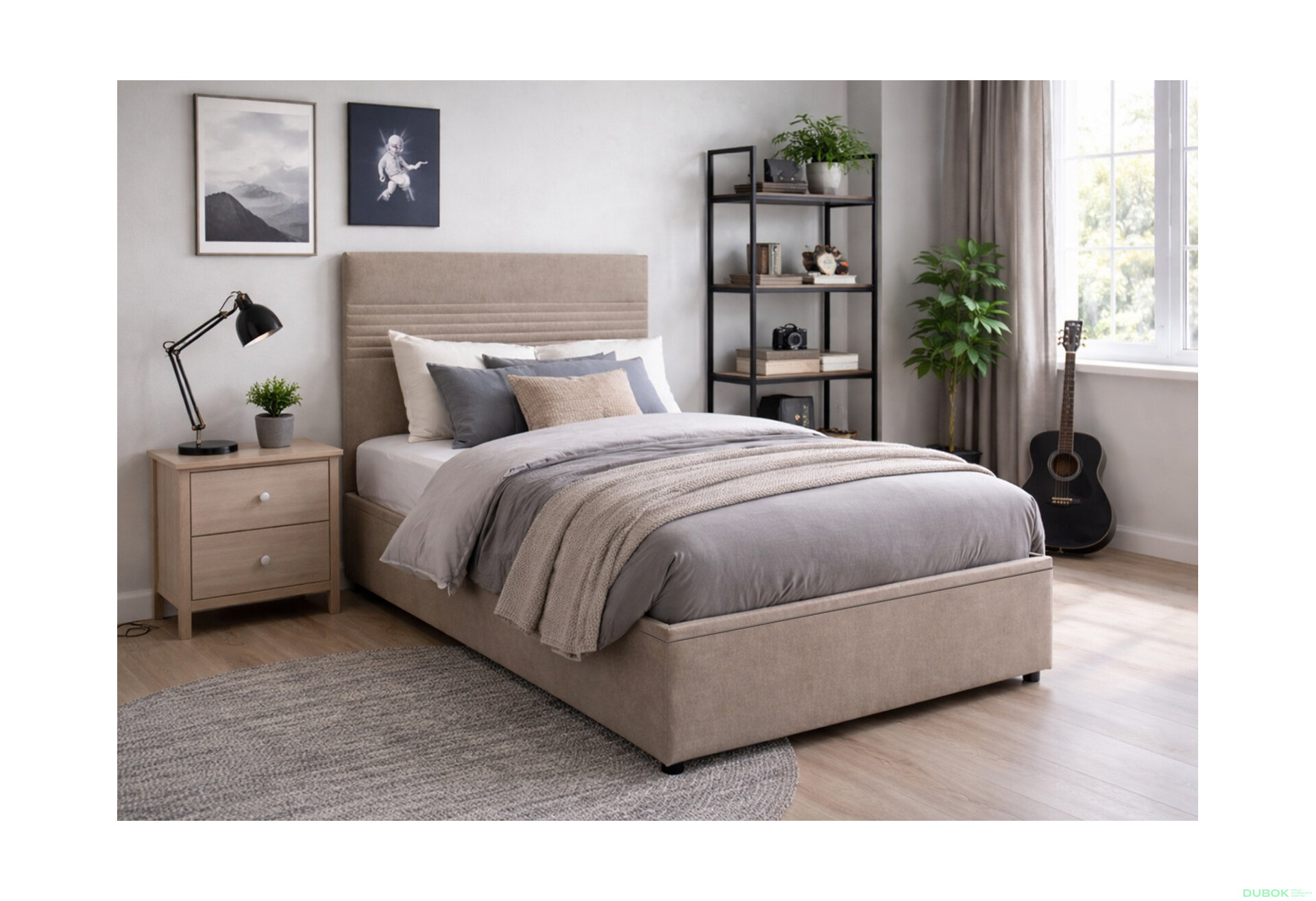 Obrázek 2 - Postel Fro Line 120x200 s roštem, úložným prostorem Mono 233, béž