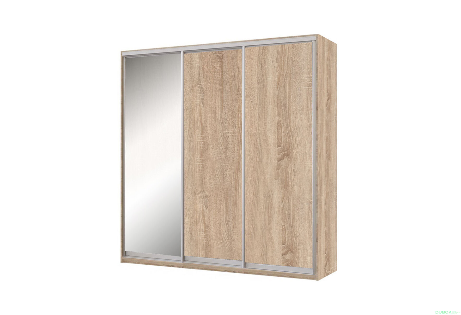 Obrázek 1 - Skříň 3D 2000x2400x600, 2 DTD + 1 zrcadlo, Světlý dub sonoma