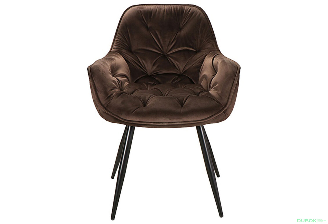 Obrázek 2 - Židle Cherry Velvet hnědý Bluvel 48, matná černá kov