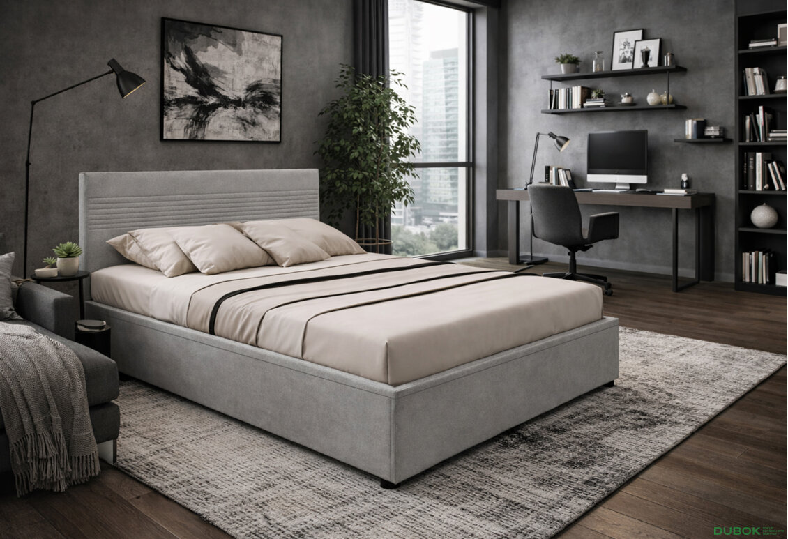 Obrázek 2 - Postel Fro Line 140x200 s roštem, úložným prostorem Mono 246, šedá