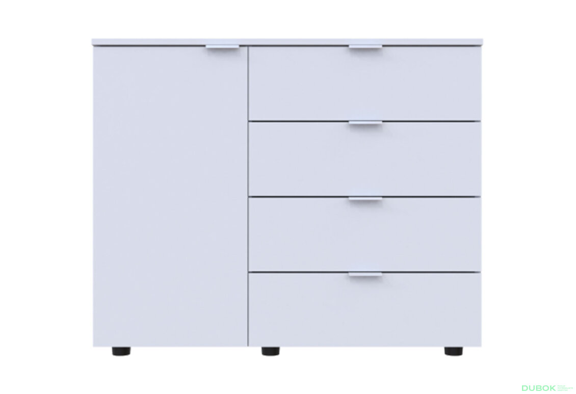 Obrázek 2 - Komoda s dvířky a 4 zásuvkami GC1 100 cm Gelar Bílá