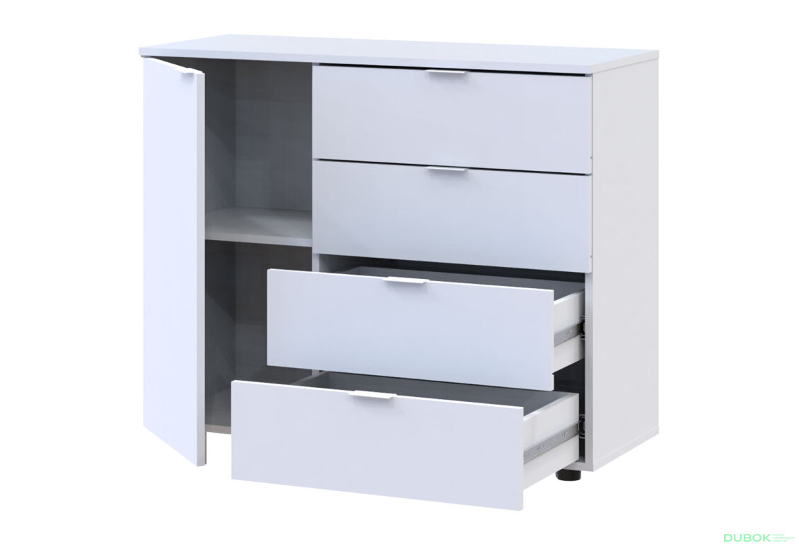 Obrázek 3 - Komoda s dvířky a 4 zásuvkami GC1 100 cm Gelar Bílá
