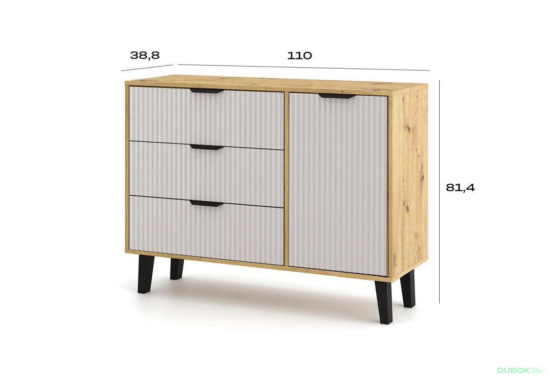 Obrázek 5 - Komoda Borg Duo 1d3s dub artisan / kašmír