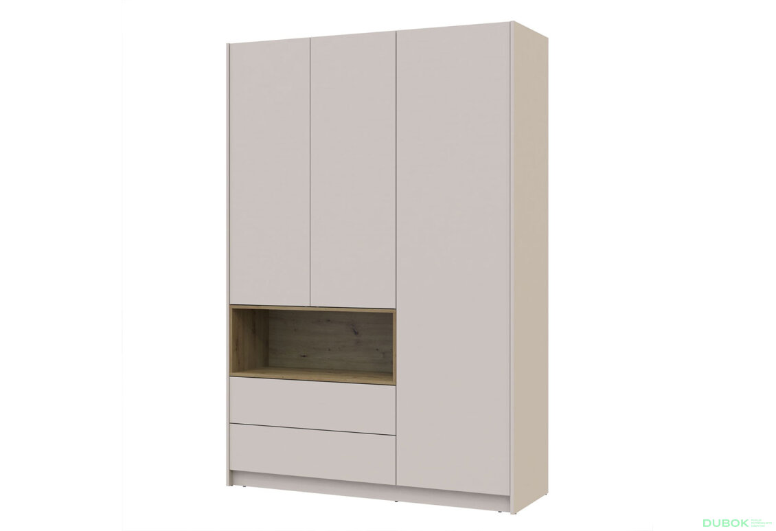 Obrázek 7115 - Skříň třídveřová Dale 3D + Regál otevřený Kašmír/Dub artisan/Kašmír