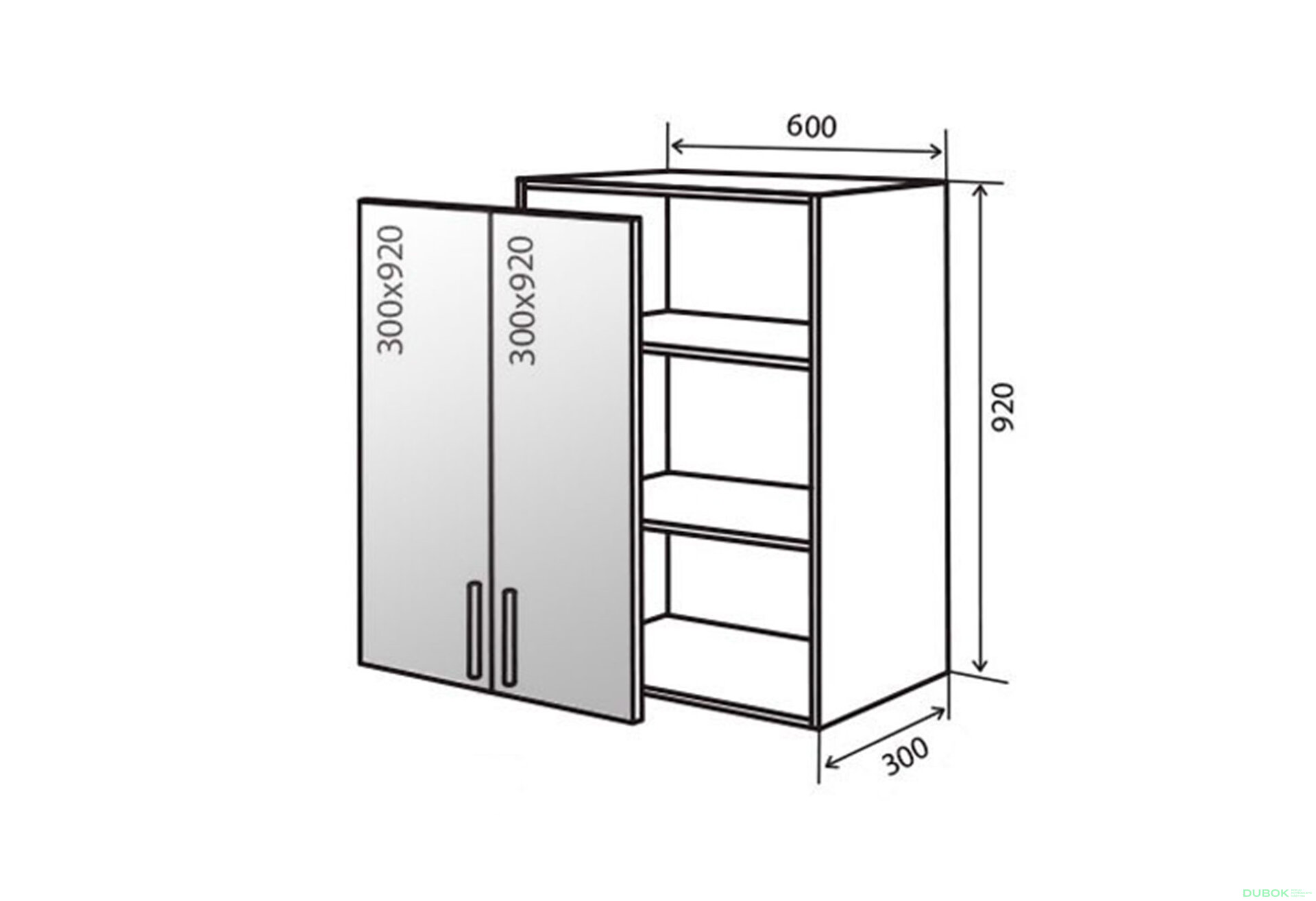 Obrázek 1 - V46 Skříňka 2D 60 Vitrína BL Flet Lux