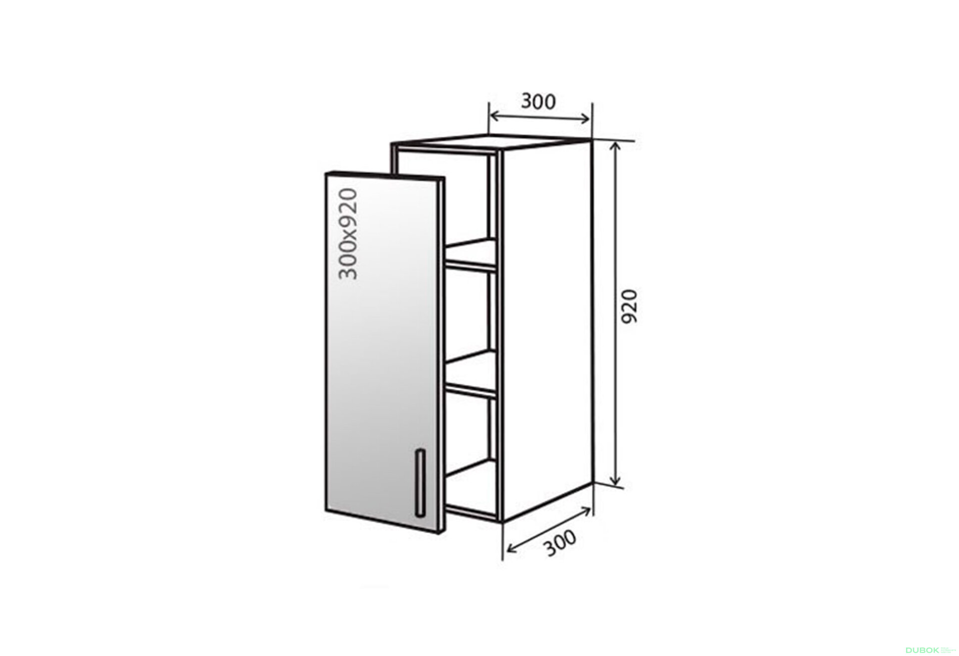 Obrázek 1 - V42 Skříňka 1D 30 Vitrina BL Flet Lux