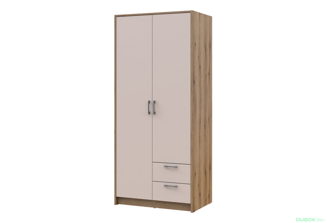 Skříň Rondi 2D dub artisan / kašmír 82x52x195