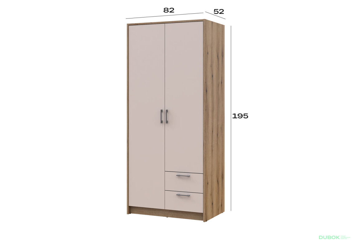 Obrázek 8 - Skříň Rondi 2D dub artisan / kašmír 82x52x195