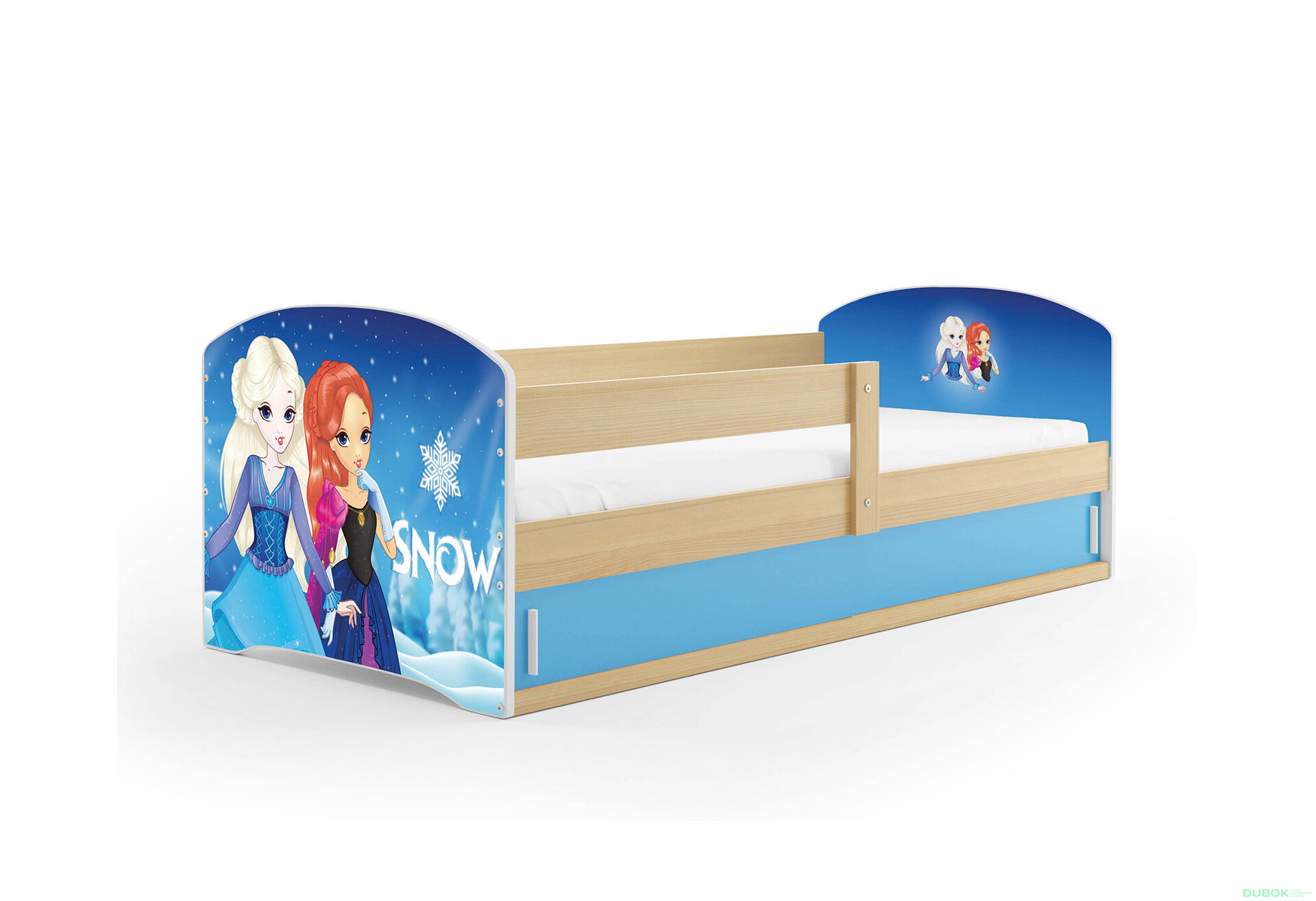 Obrázek 1 - Postel Luki 1 borovice Frozen 80x160 cm s roštem, matrací